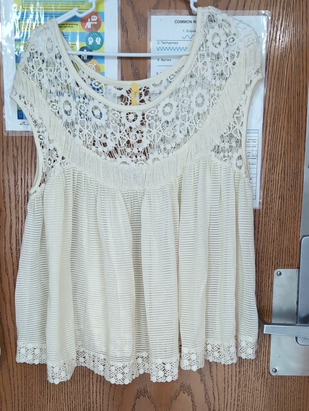 Free People Cream Crochet Yoke Sleeveless Camisole